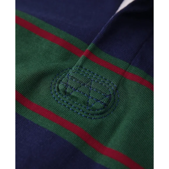 Bronson Long Sleeve Polo Jersey Rugby Shirt, XL Vtg Style Green Navy Red - Picture 8 of 9